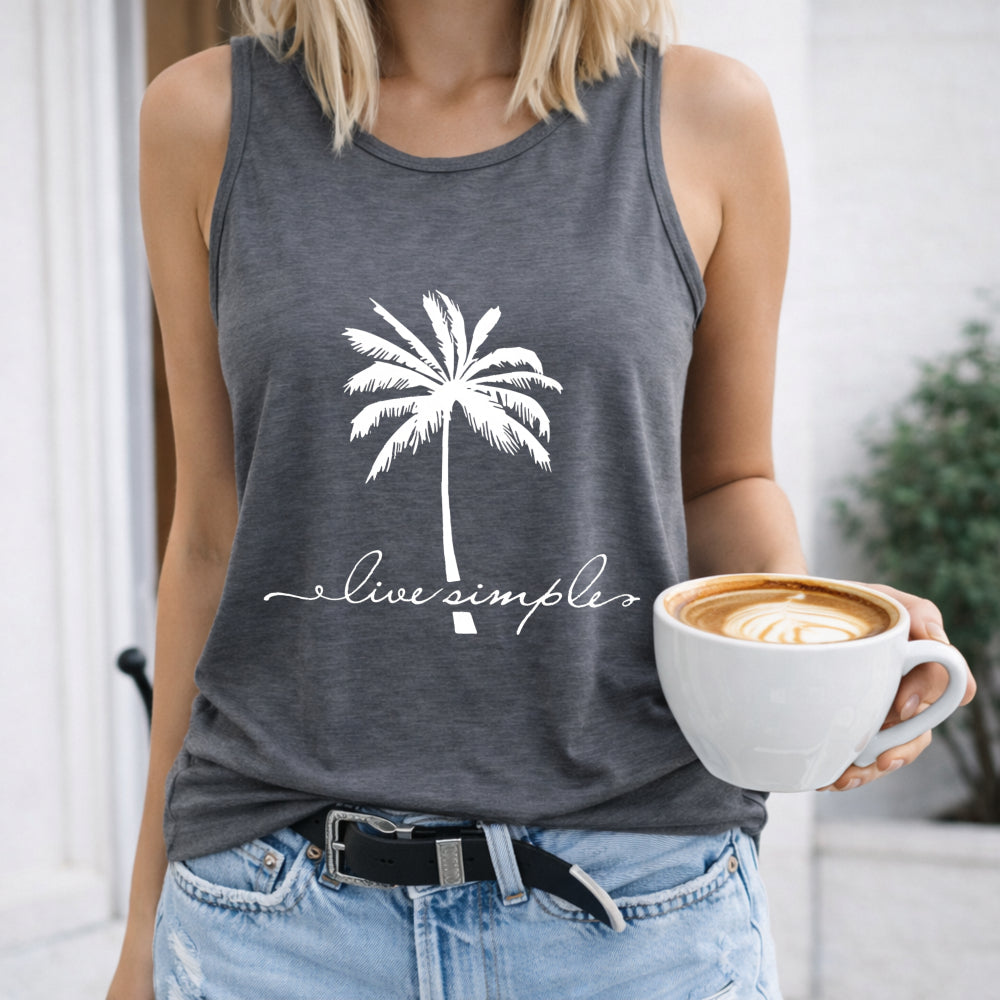 Live Easy Letters & Palm Tree Women's Tank Top