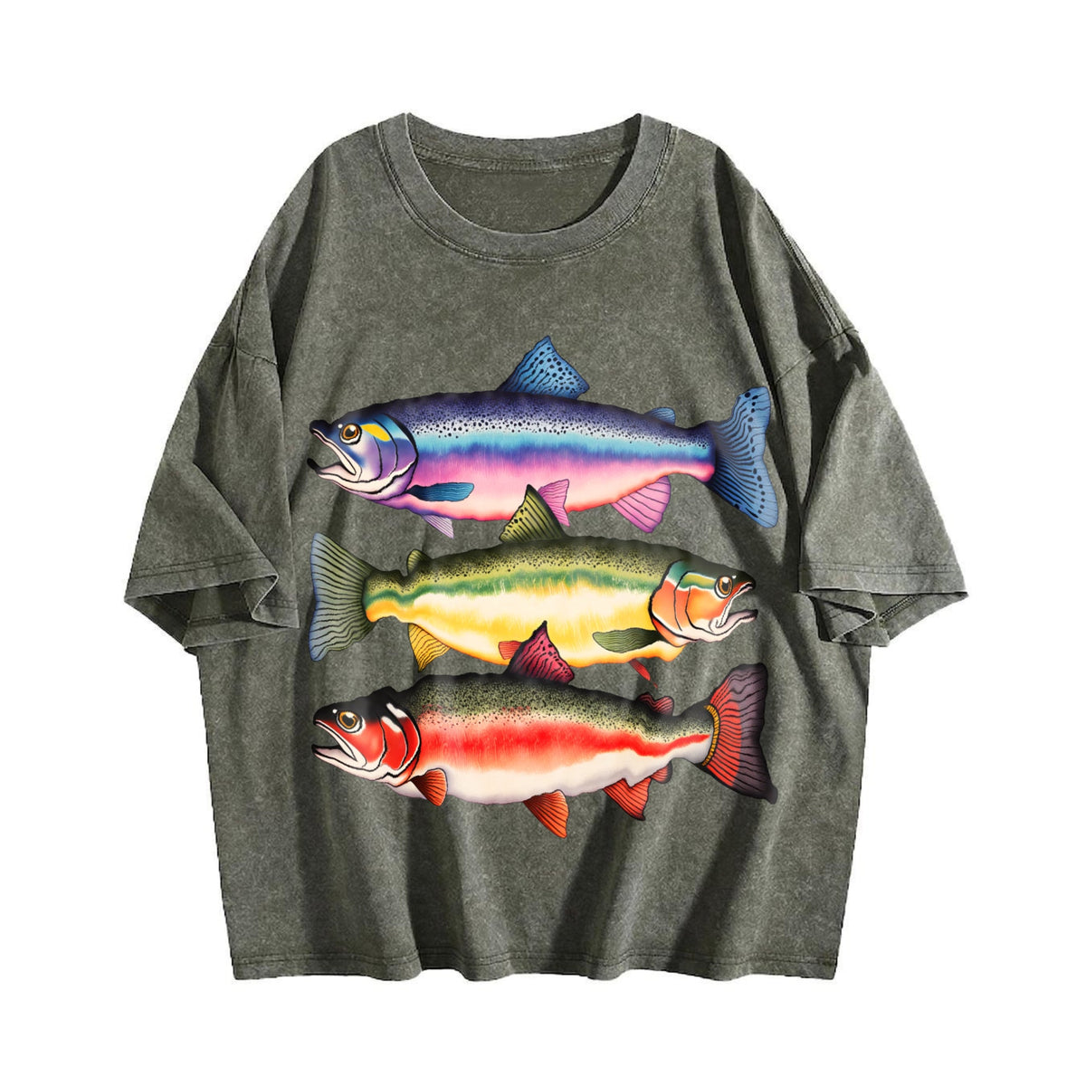 Abstract Colorful Trout In A Row - River Fish Vintage product image 4