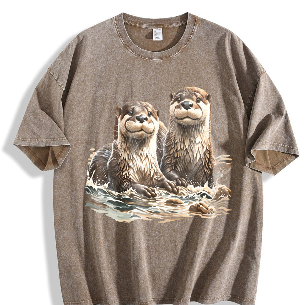 Two River Otters Wilderness 90s Vintage Washed T-Shirt product image 3