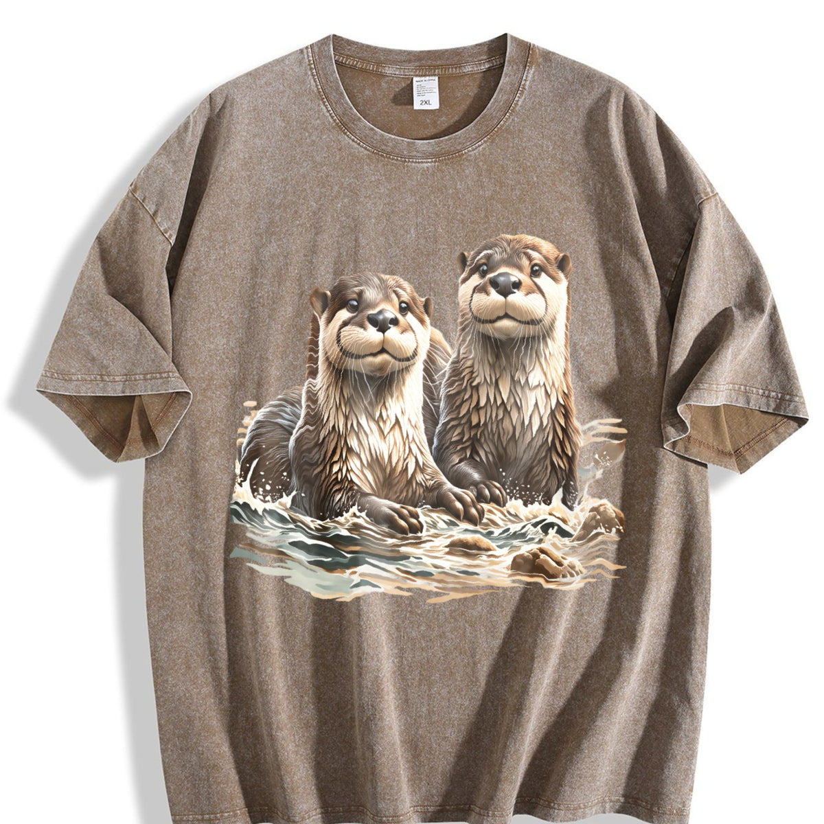 Two River Otters Wilderness 90s Vintage Washed T-Shirt product image 3
