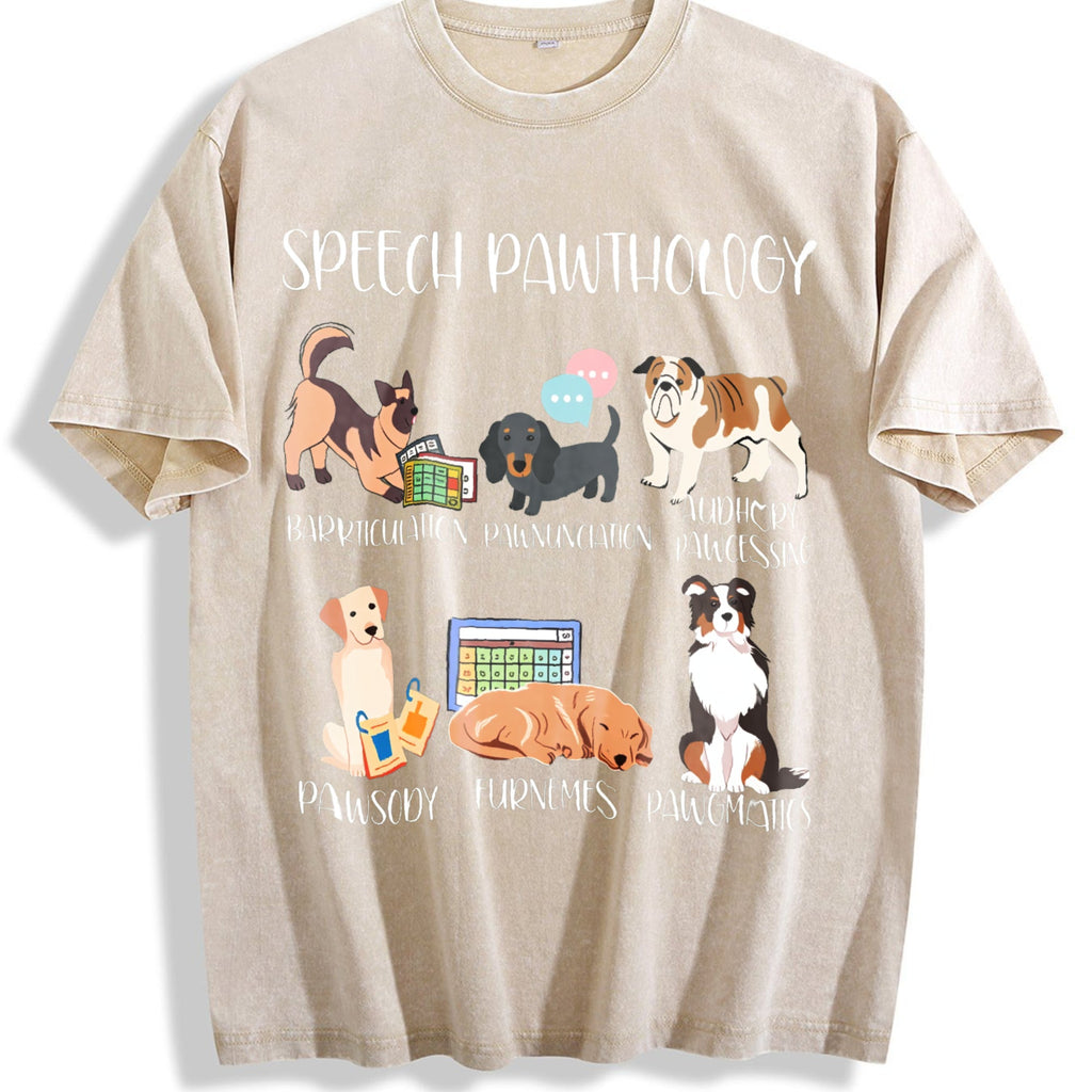 Speech Pathology Funny Dogs Vintage Washed T-Shirt product image 1