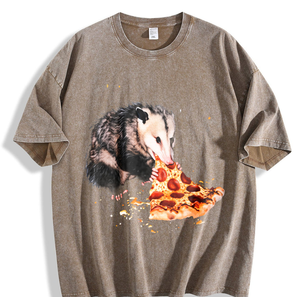 Opossum Eating Pizza Vintage Washed T-Shirt product image 3