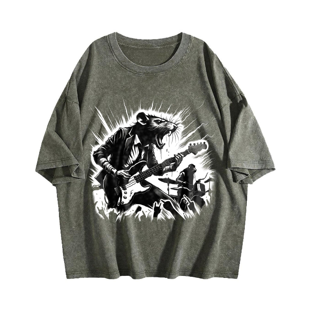 Crazy Rocker Rat 90s Vintage Washed T-Shirt product image 4
