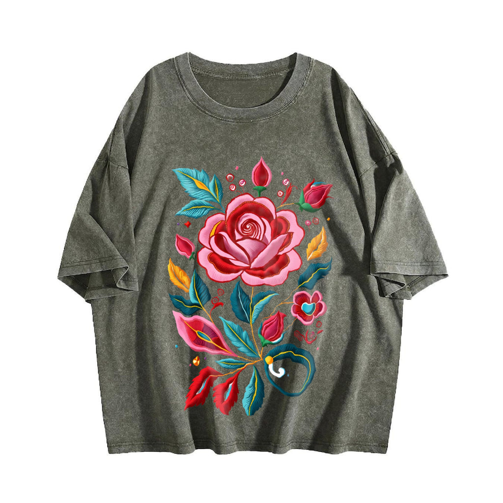 Bohemian Floral - Imitation Vintage Washed T-Shirt product image 4