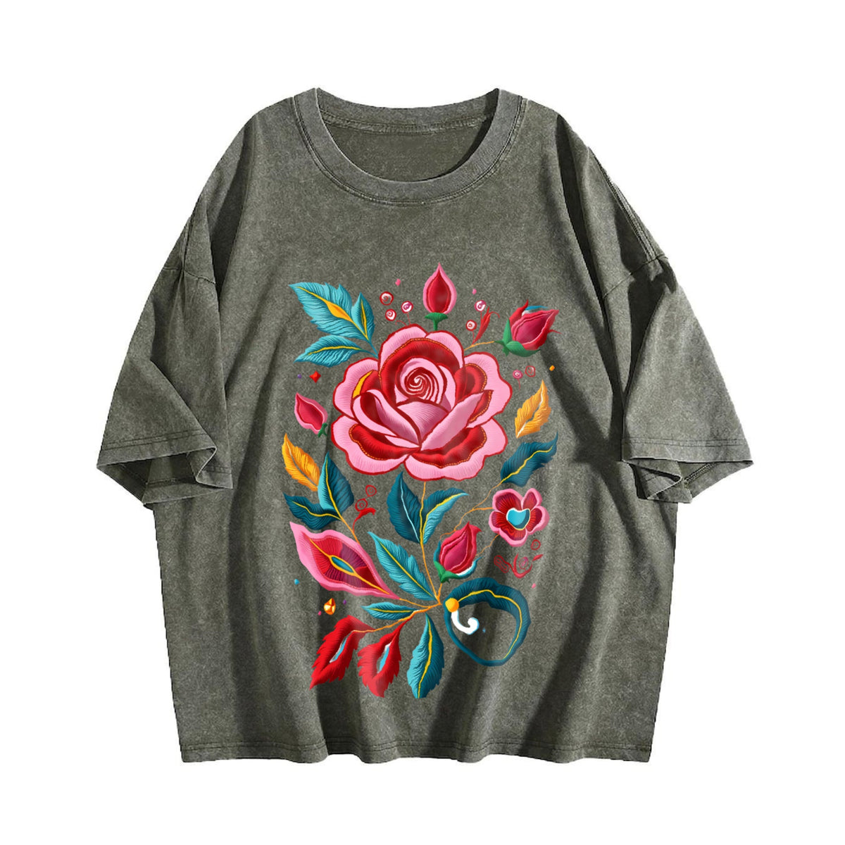 Bohemian Floral - Imitation Vintage Washed T-Shirt product image 4