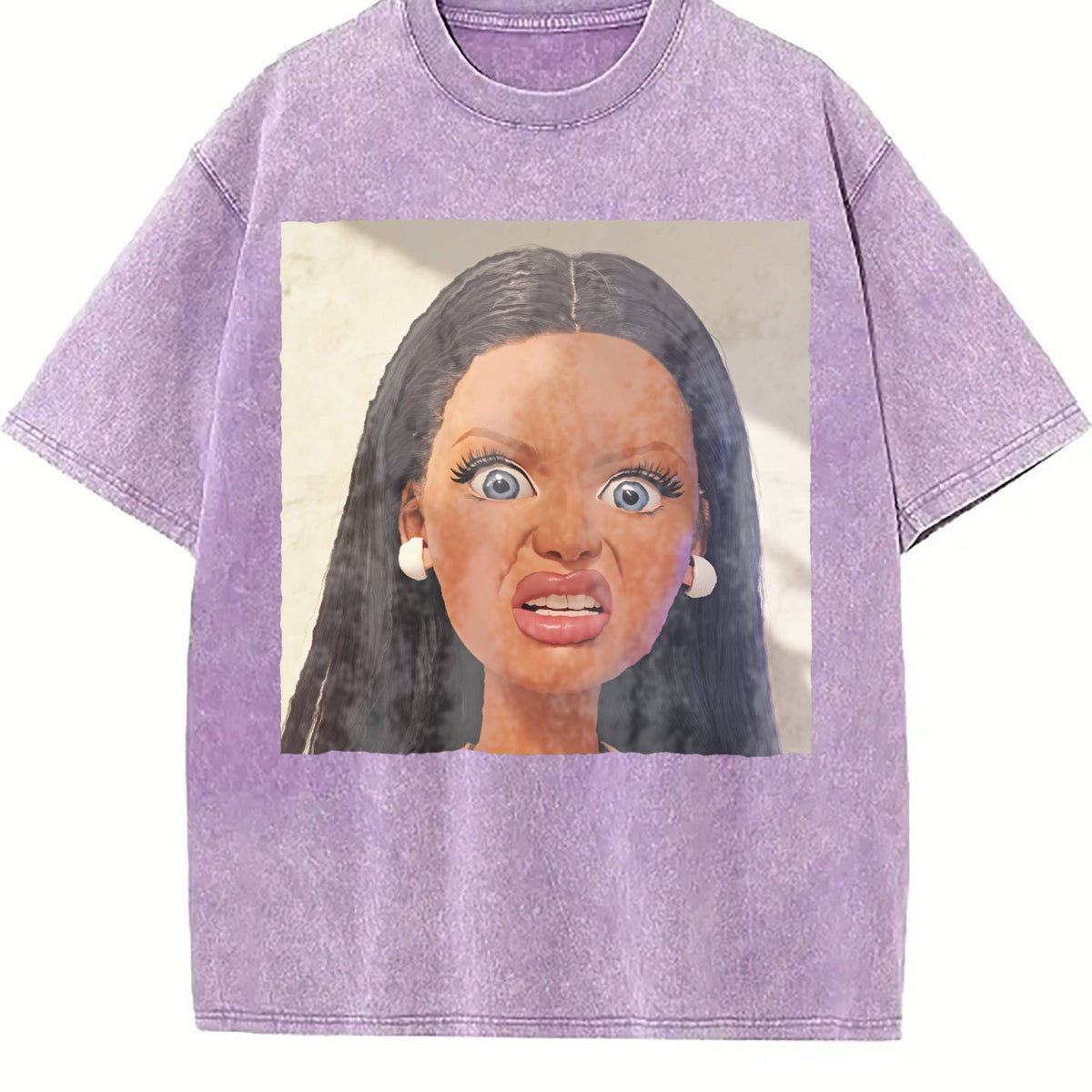 Funny Surprised Doll Face Vintage Washed T-Shirt product image 6