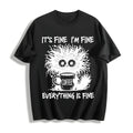 Animal Letter Furry Cat Coffee Cotton T-Shirt product image 1