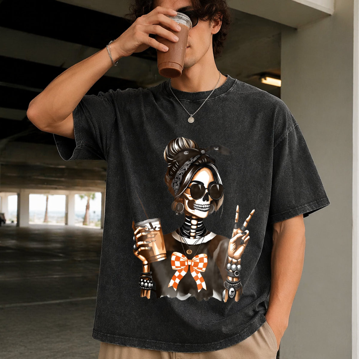 Skull Coffee For Edgy Skeleton Peace Sign Spring Summer product image 2