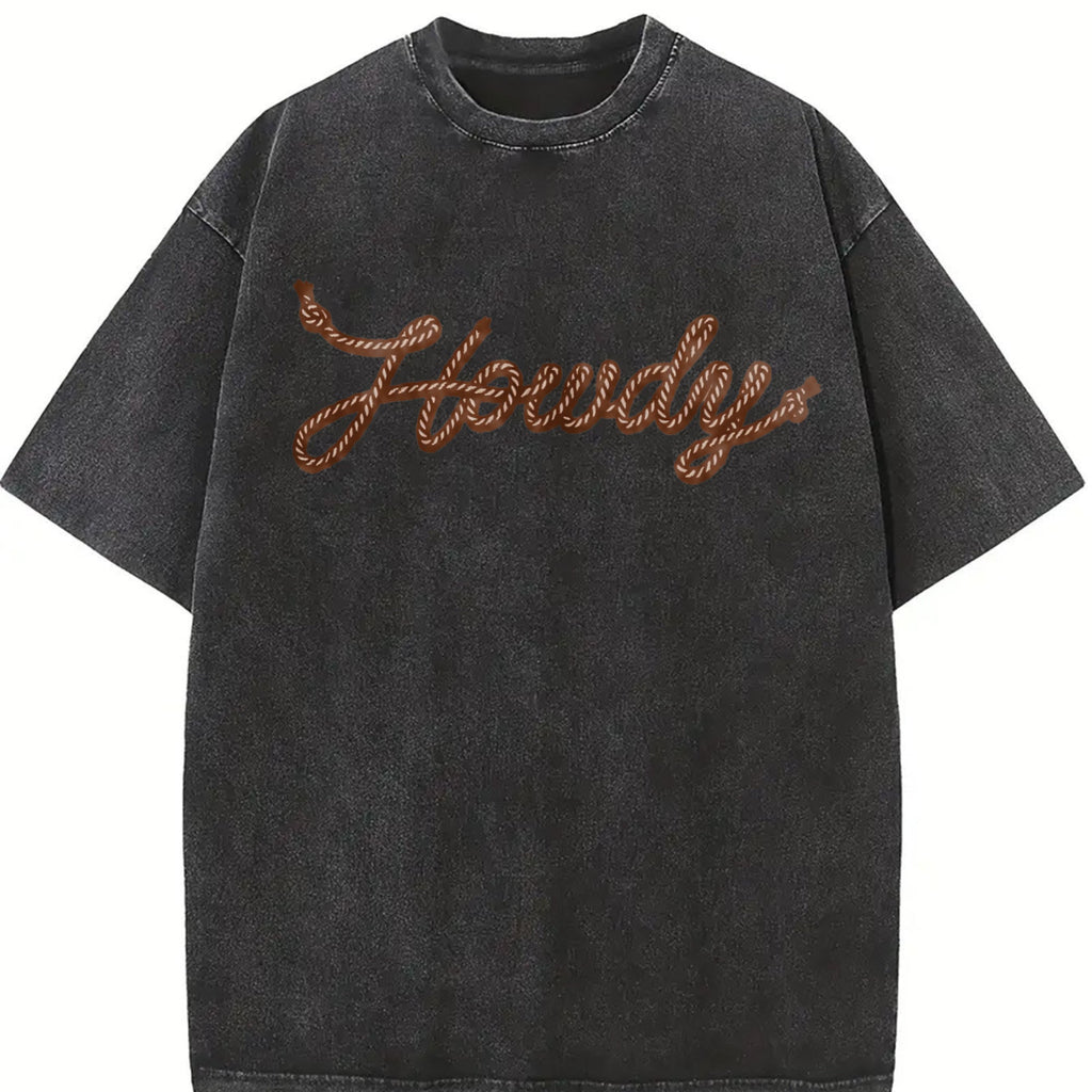 Howdy Rope Script Vintage Washed T-Shirt product image 2