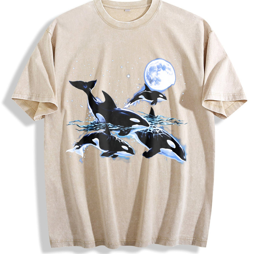 Orca Whale 90s Vintage Washed T-Shirt product image 1