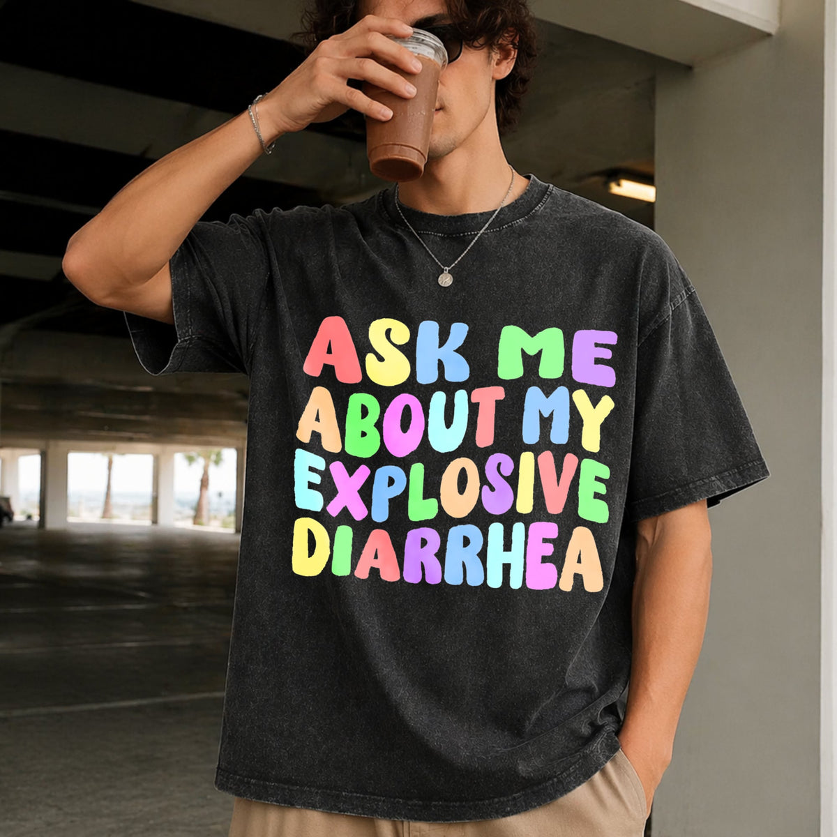 Ask Me About My Explosive Diarrhea Vintage Washed T-Shirt product image 2