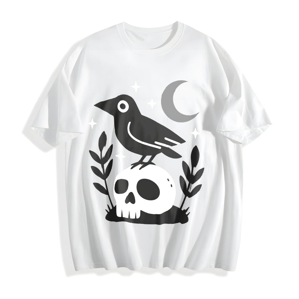 Witchy Crow Skull Cotton T-Shirt product image 2