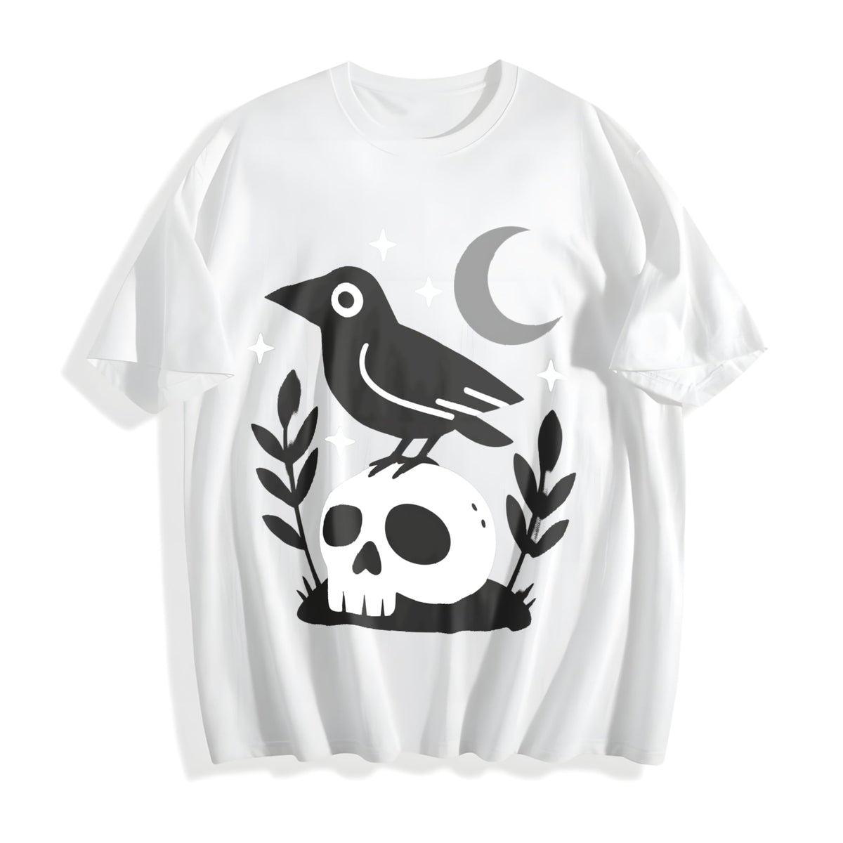 Witchy Crow Skull Cotton T-Shirt product image 2