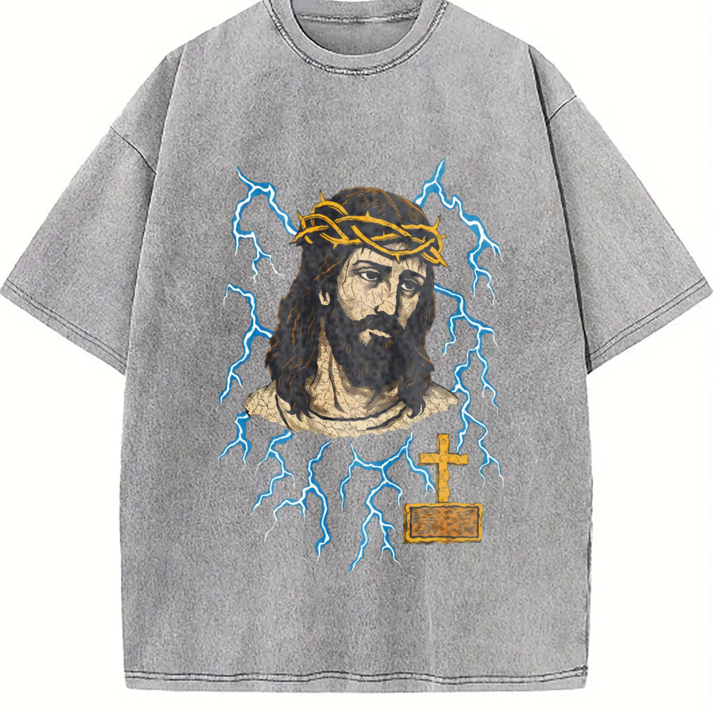 Jesus Lightning 90s Vintage Washed T-Shirt product image 5