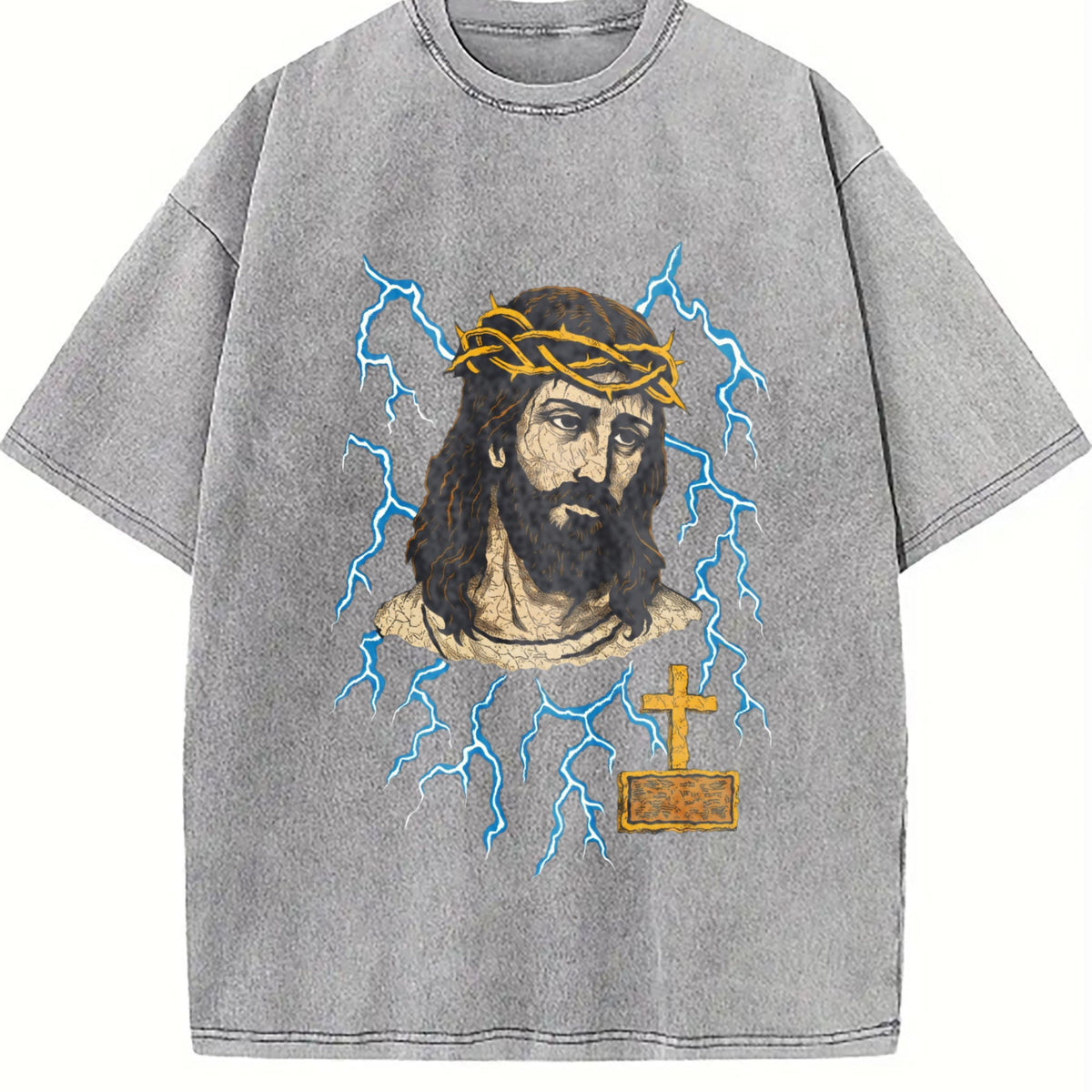 Jesus Lightning 90s Vintage Washed T-Shirt product image 5