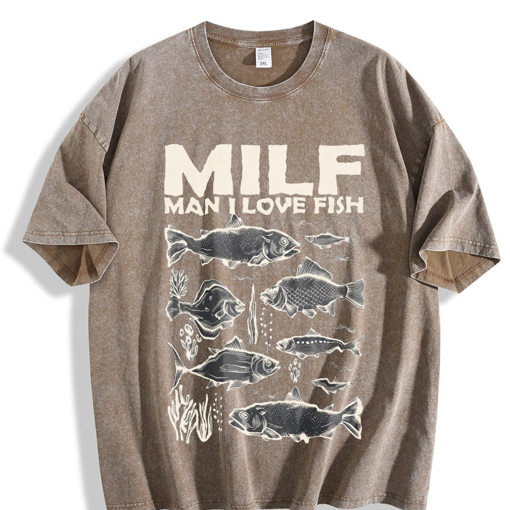 Milf Man I Love Fish 90s Vintage Washed T-Shirt product image 3