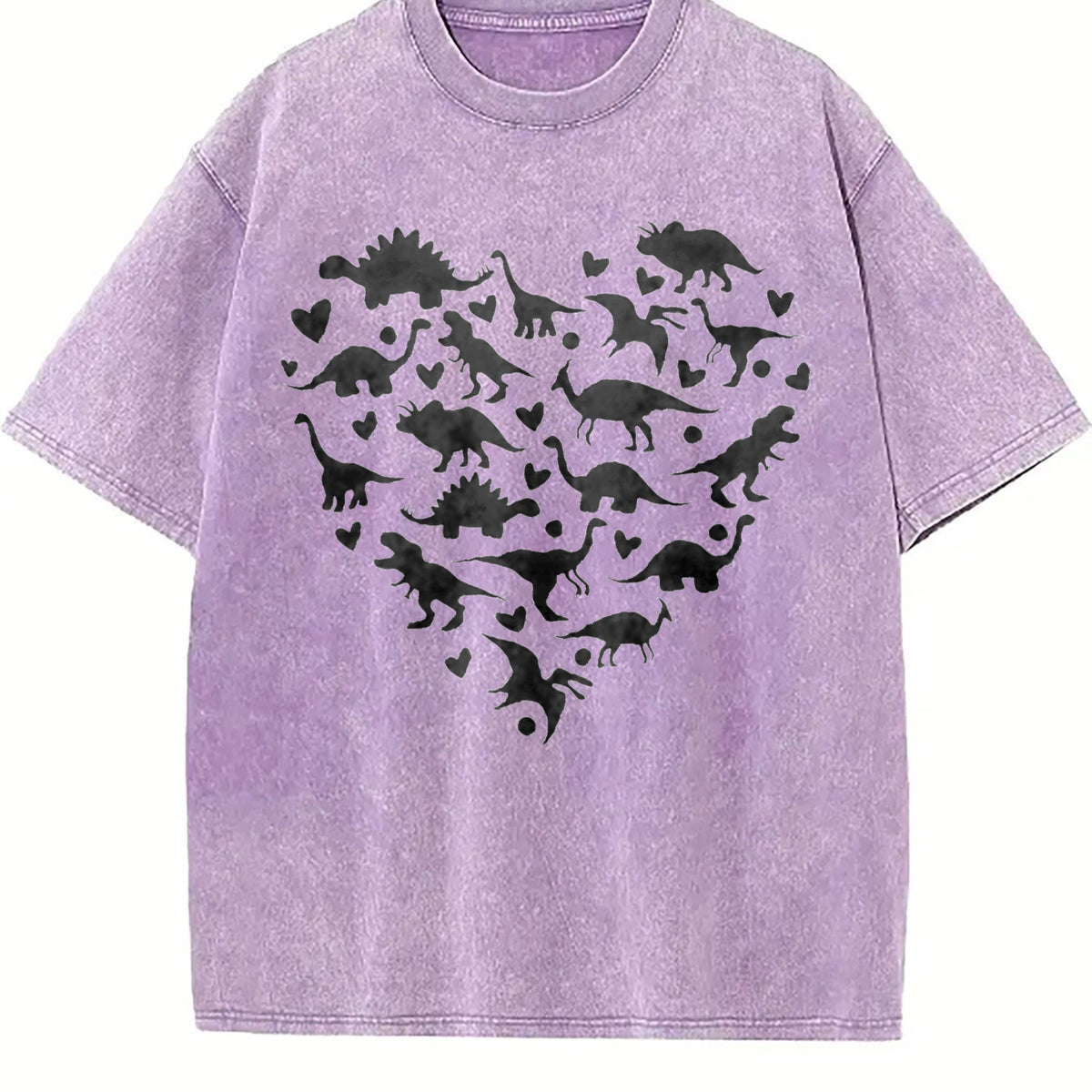 Heart-shaped Dinosaur Summer Vintage Washed T-Shirt product image 6