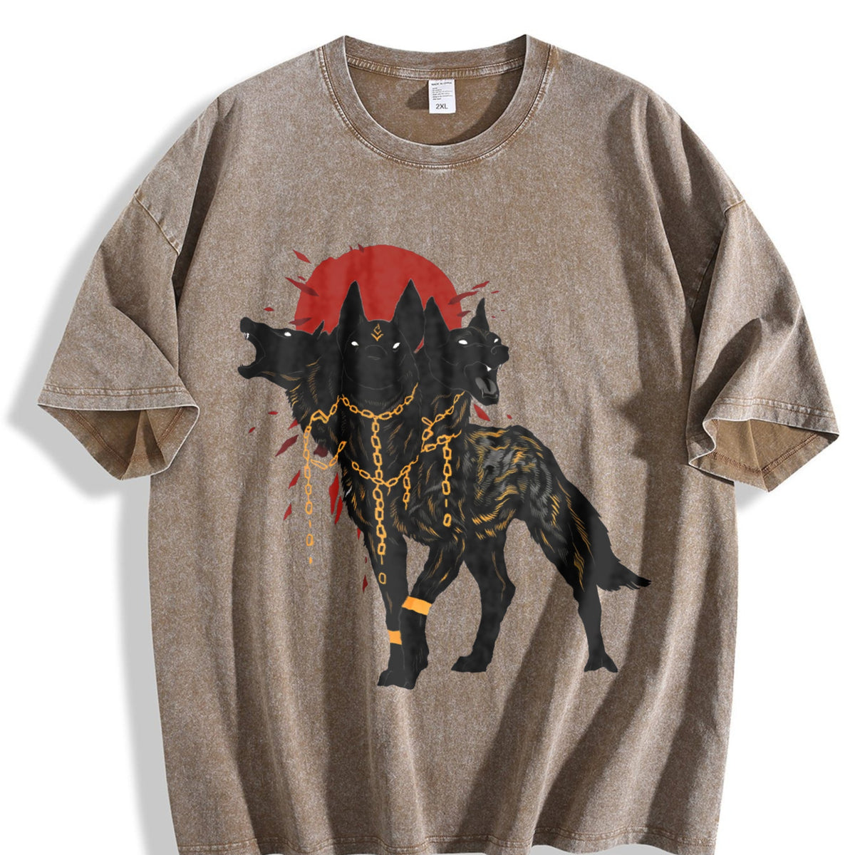 Summer : Red Moon Cerberus Vintage Washed T-Shirt product image 3