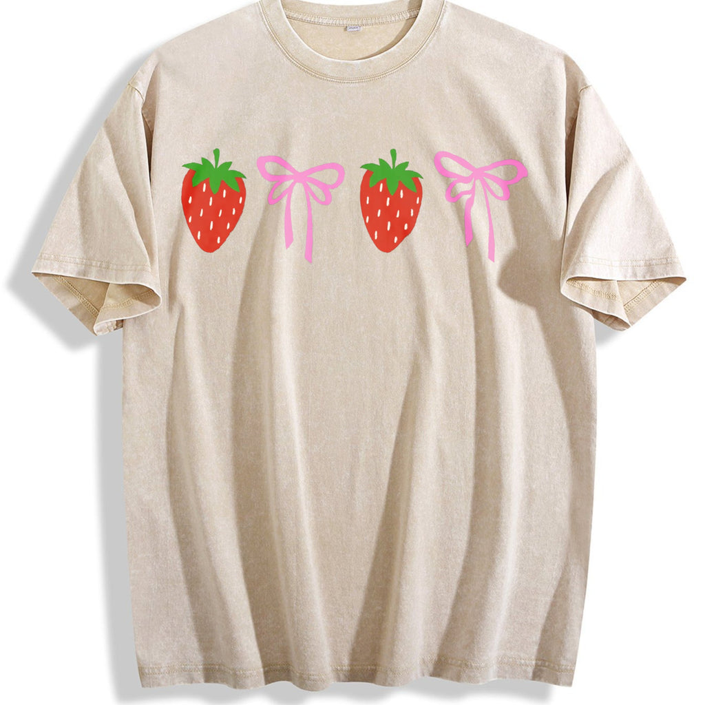 Strawberry Bow Vintage Washed T-Shirt product image 1