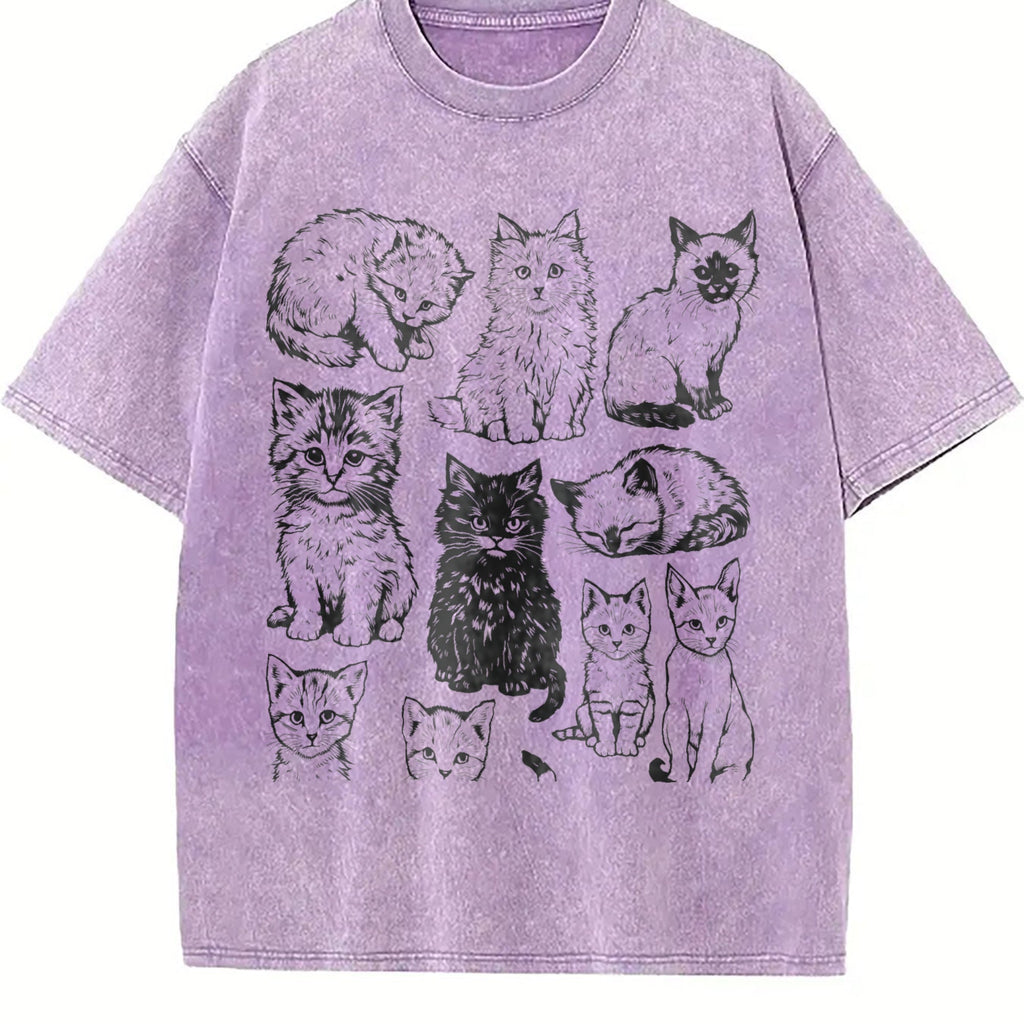 Cats 90s Tattoo Vintage Washed T-Shirt product image 6