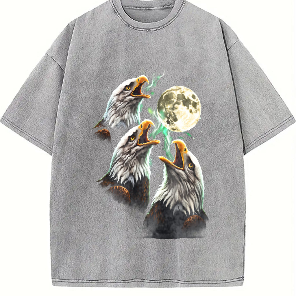 Eagle Howling To Moon 90s Vintage Washed T-Shirt product image 5