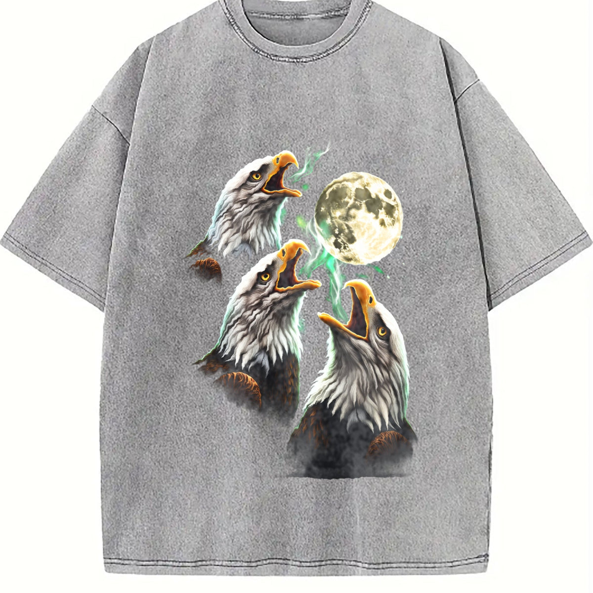 Eagle Howling To Moon 90s Vintage Washed T-Shirt product image 5