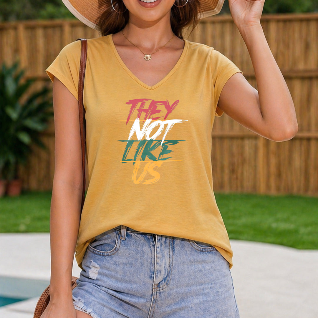 They Not Like US Bold Statement Women's V-Neck Tank Top