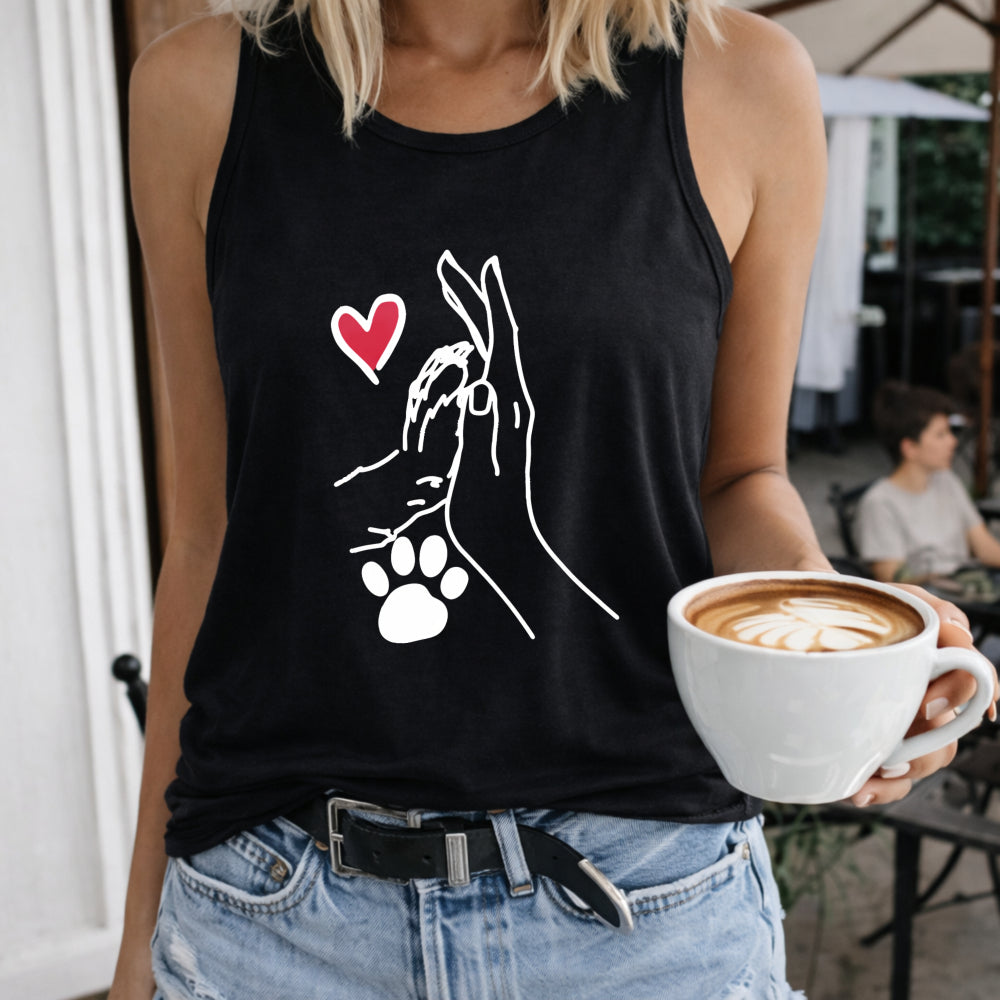 Hand and Dog Paw Heart Women's Tank Top
