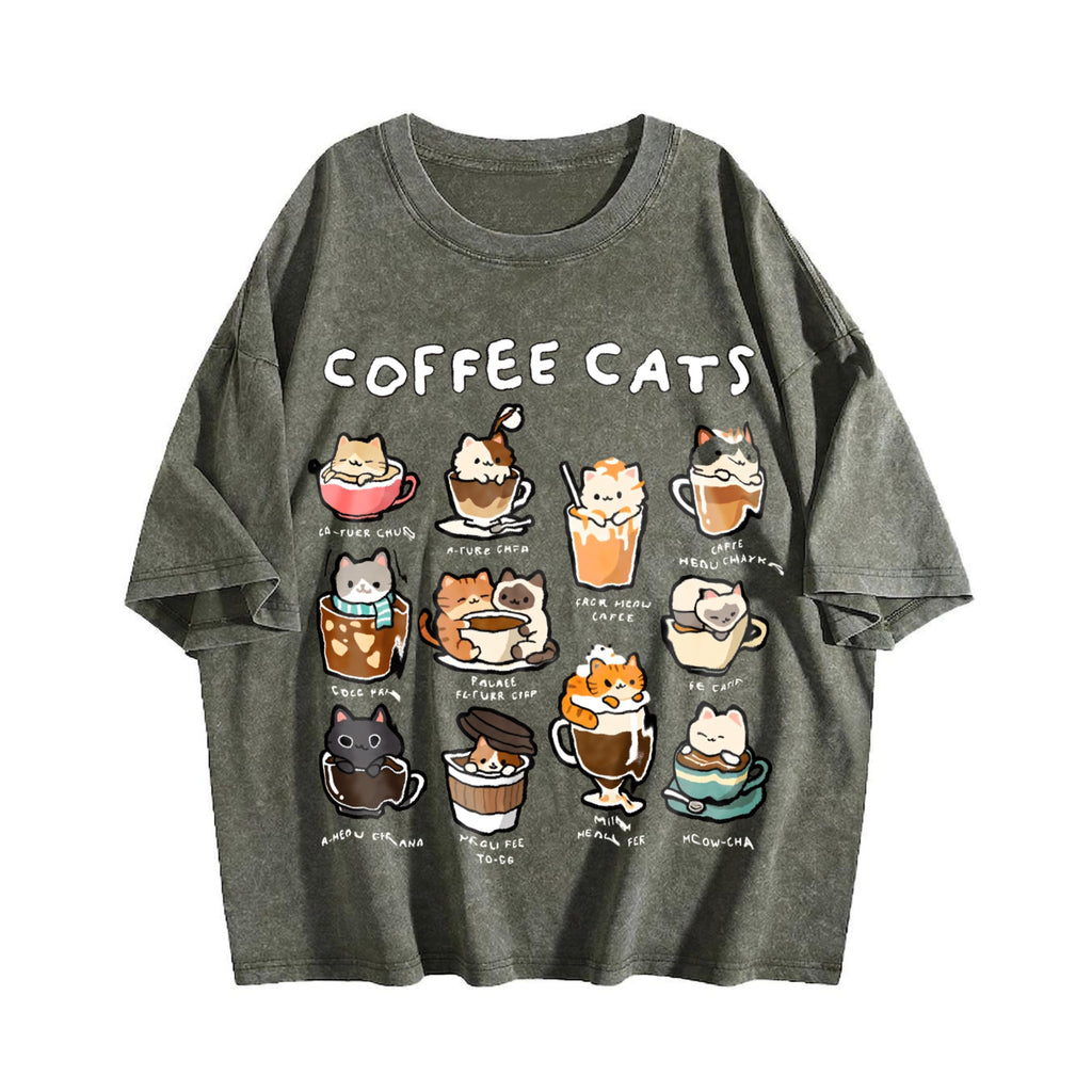 Coffee Cats Cat Drink Vintage Washed T-Shirt product image 4