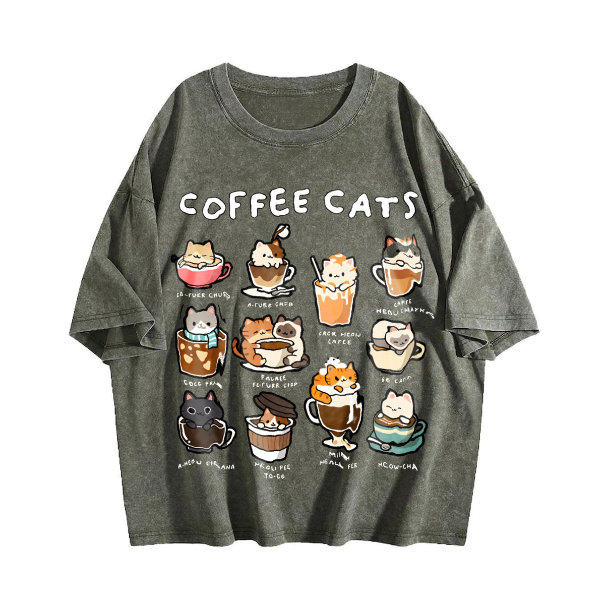 Coffee Cats Cat Drink Vintage Washed T-Shirt product image 4