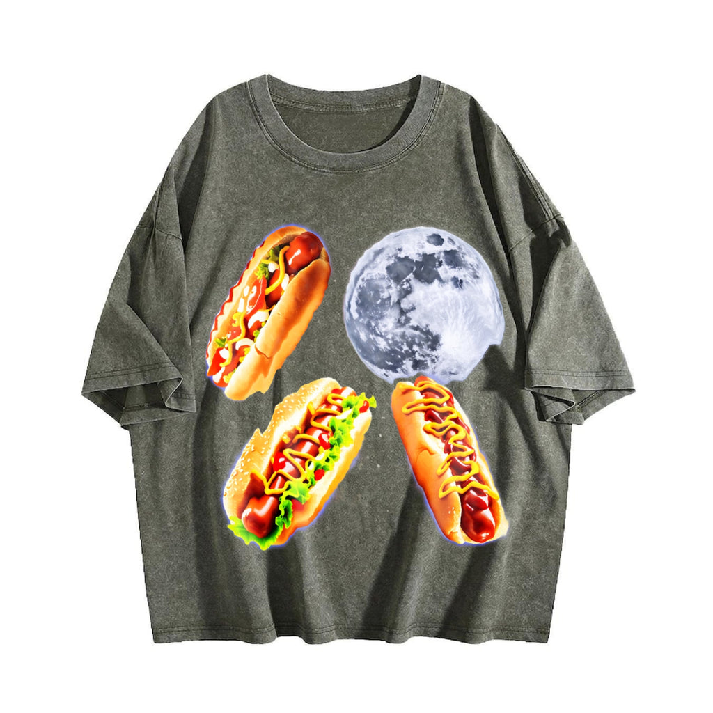 Hot Dog Moon 90s Vintage Washed T-Shirt product image 4