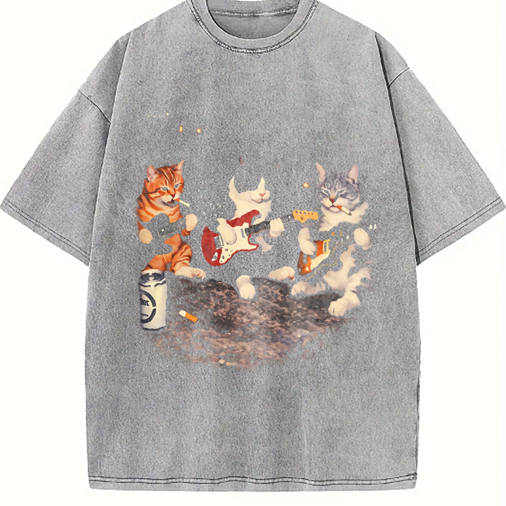 Rock Band Cats Vintage Washed T-Shirt product image 5