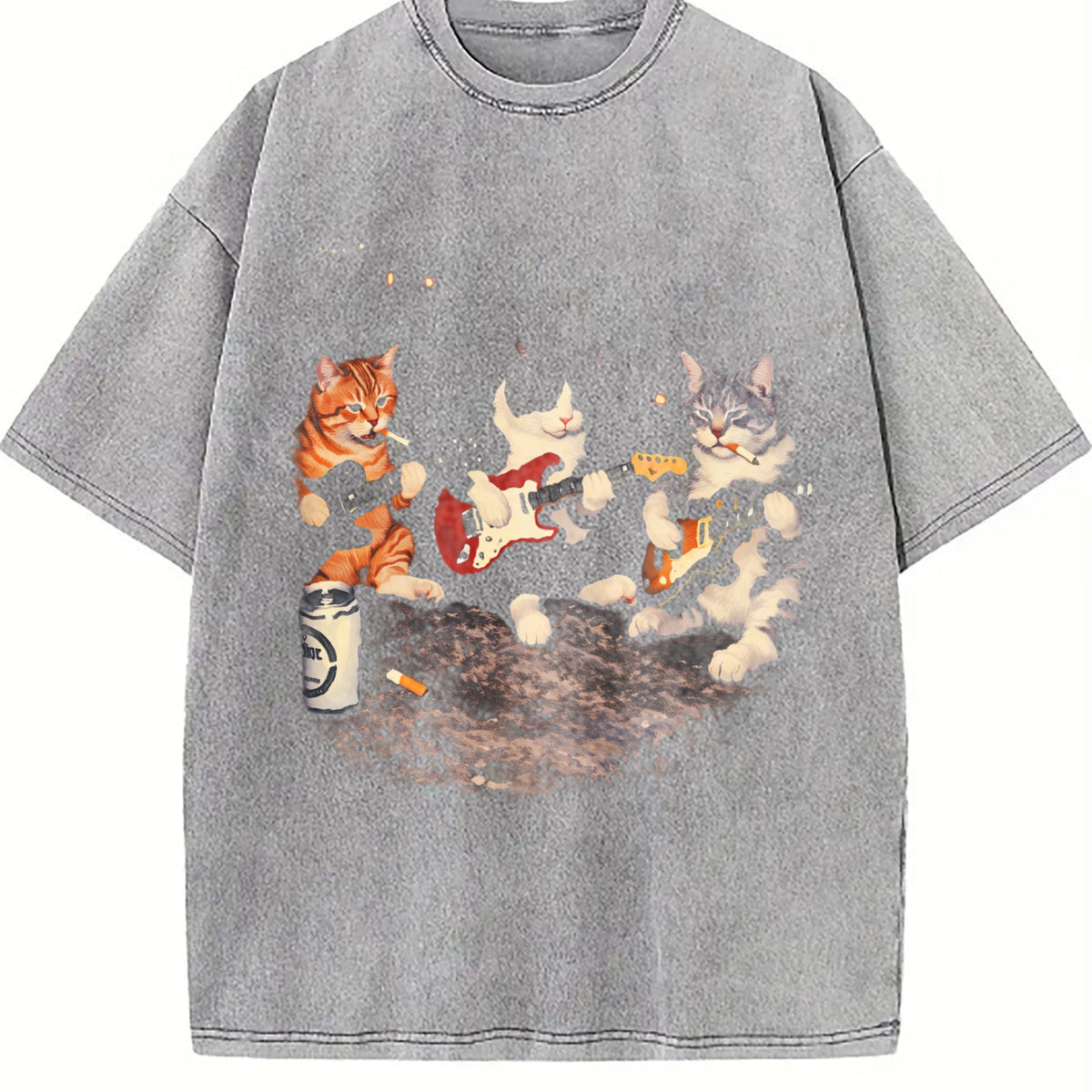 Rock Band Cats Vintage Washed T-Shirt product image 5