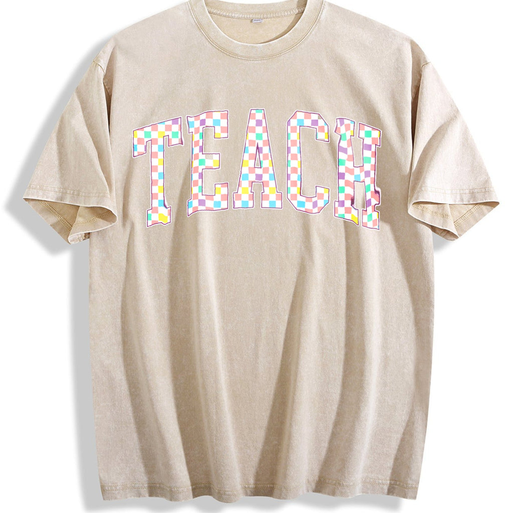 Checkered Teach Vintage Washed T-Shirt product image 1