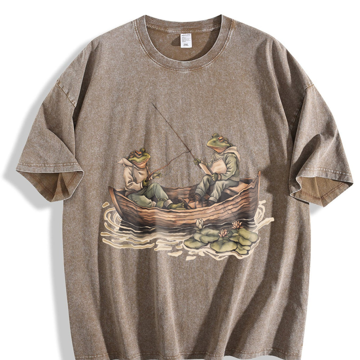 Two Frogs Fishing 90s Vintage Washed T-Shirt product image 3
