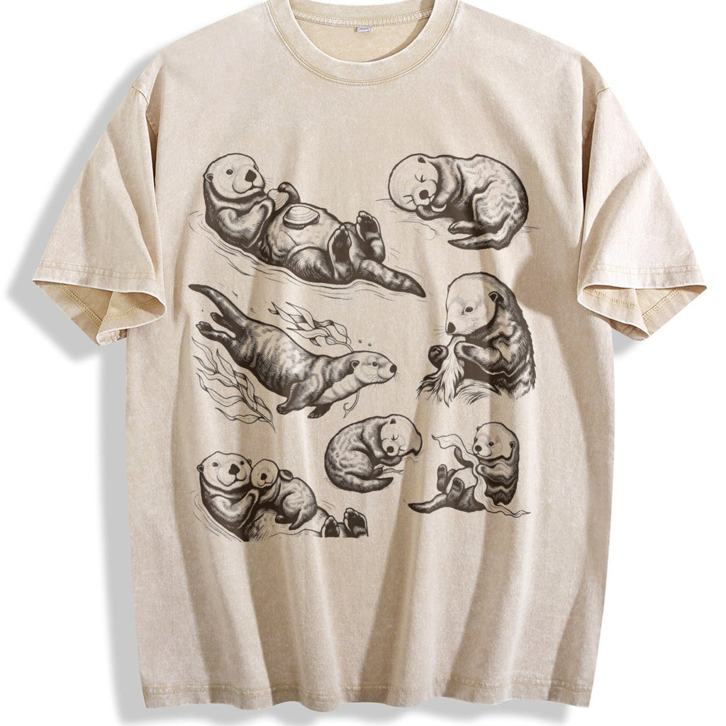 Sea Otter 90s Tattoo Vintage Washed T-Shirt product image 1
