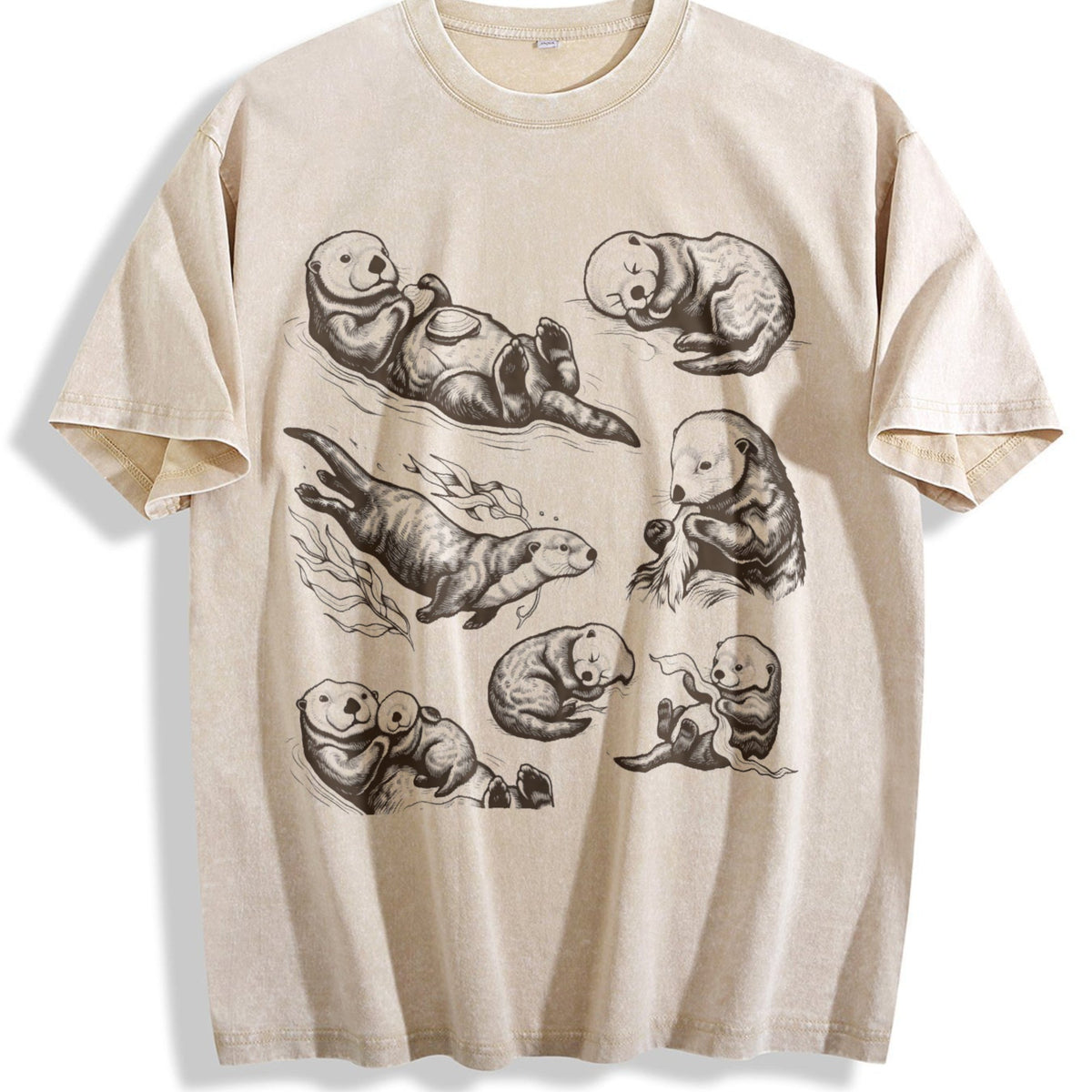 Sea Otter 90s Tattoo Vintage Washed T-Shirt product image 1