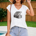 Stacked Books Are Lit Up - Fun Cartoon Letter Women's V-Neck Tank Top