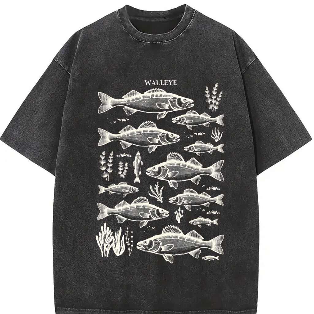 Walleye Fishing 90s Vintage Washed T-Shirt product image 2