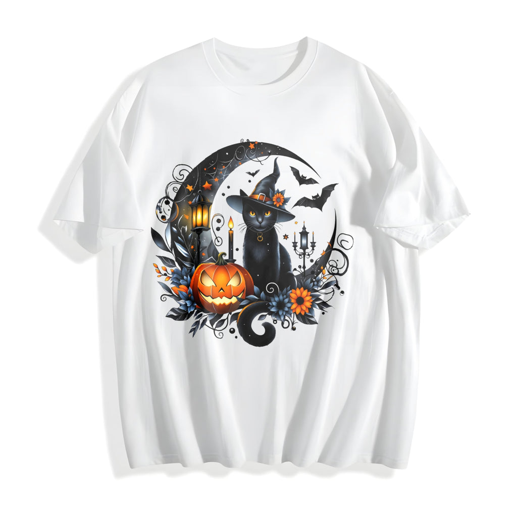 Gothic Witch Black Cat & Bats - Stretch With Spooky Pumpkin product image 2