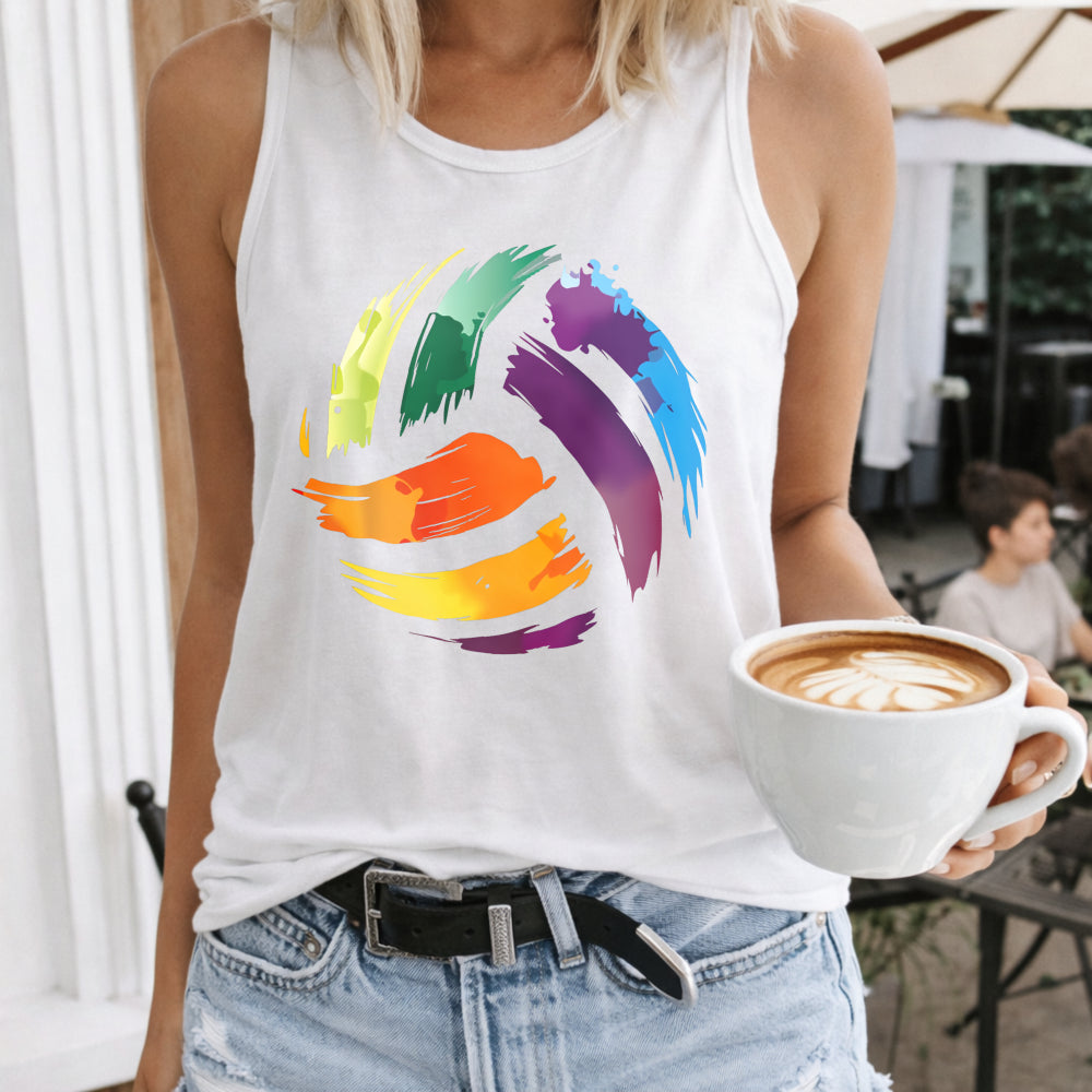 Rainbow Brushstroke Circle Women's Tank Top
