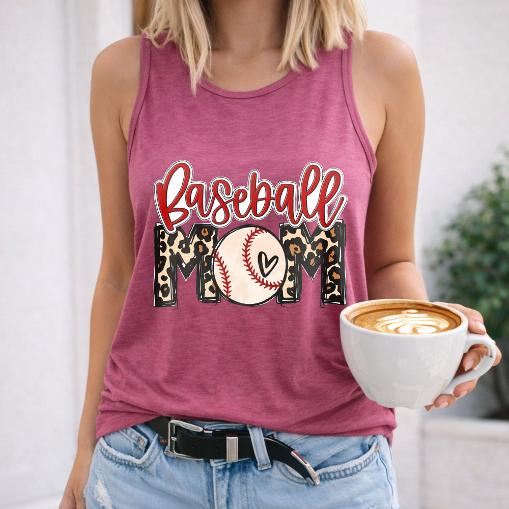 Baseball Mom - Pink Tank With Baseball & Heart Women's Tank Top