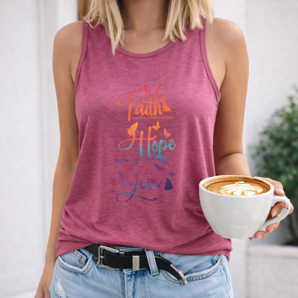 Faith Hope Love Butterflies Women's Tank Top