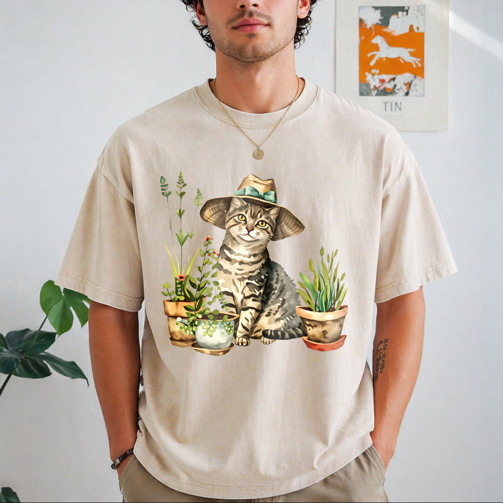 Cat And Plant Vintage Washed T-Shirt product image 1