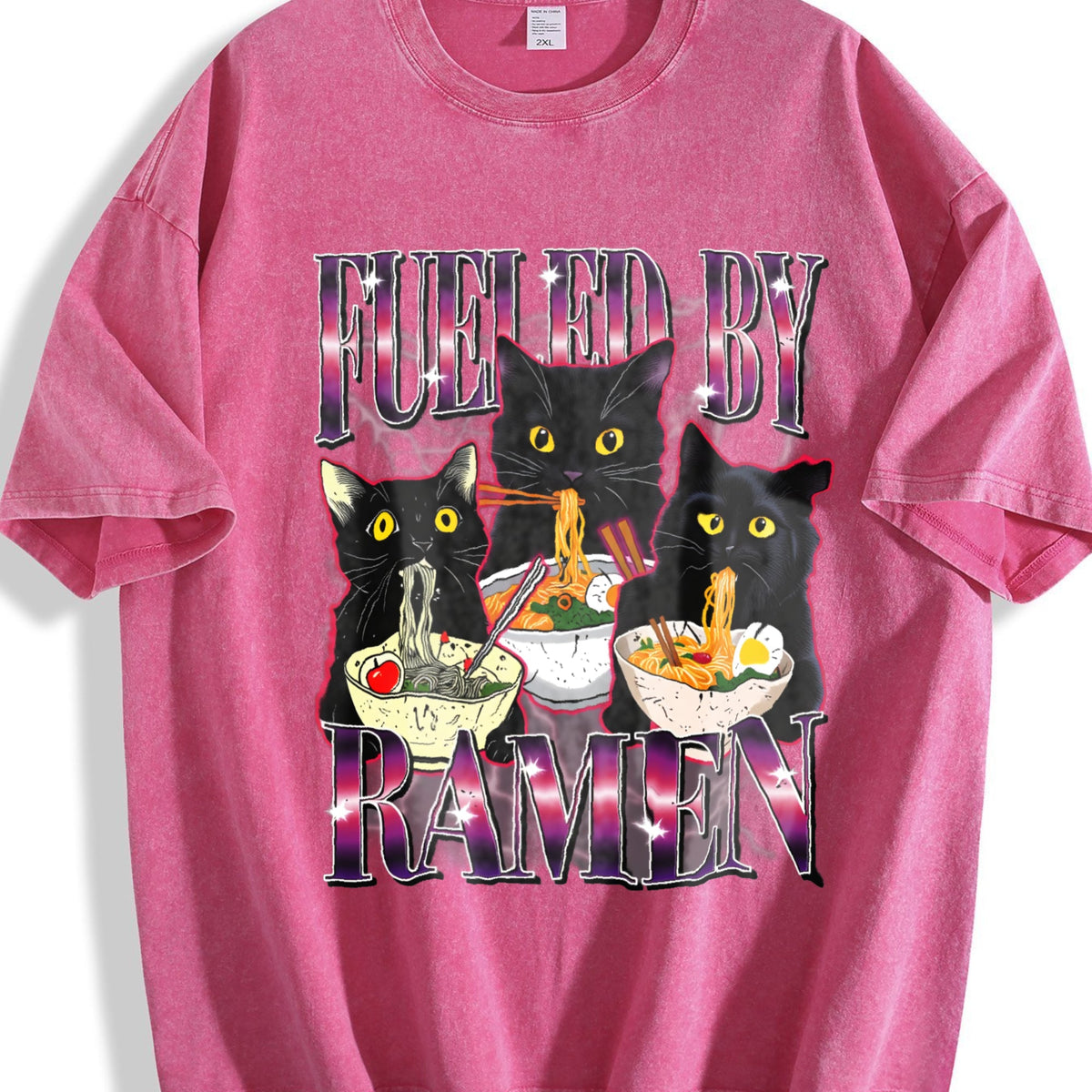 Fueled By Ramen Noodle Cat Vintage Washed T-Shirt product image 7