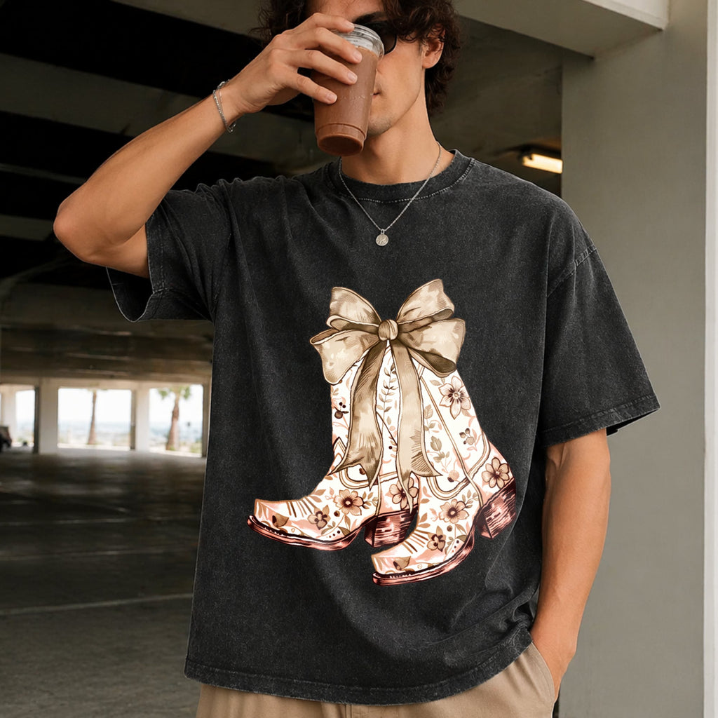 Cowgirl Chinoiserie Floral Boot Vintage Washed T-Shirt product image 2