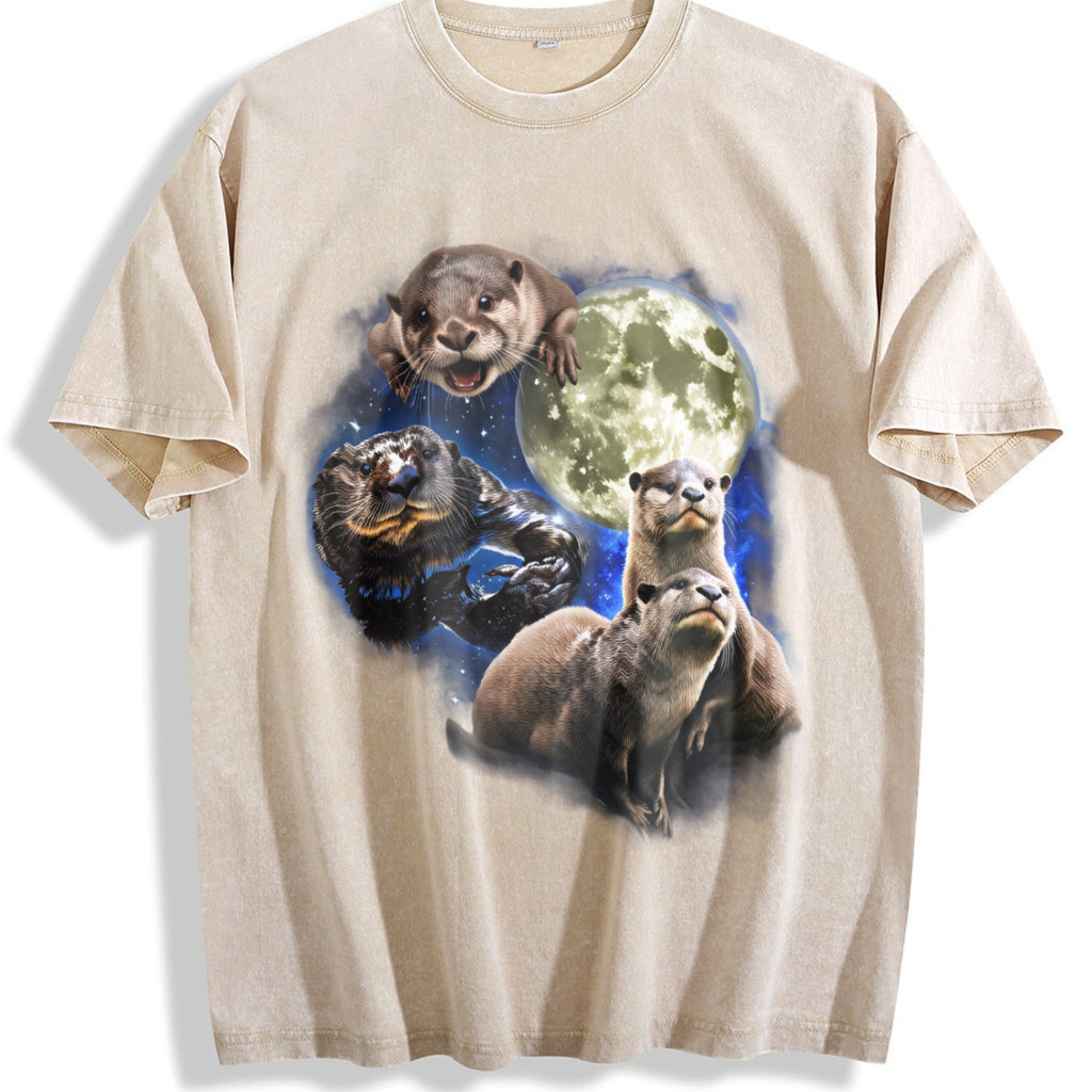 Otters In Galaxy Vintage Washed T-Shirt product image 1