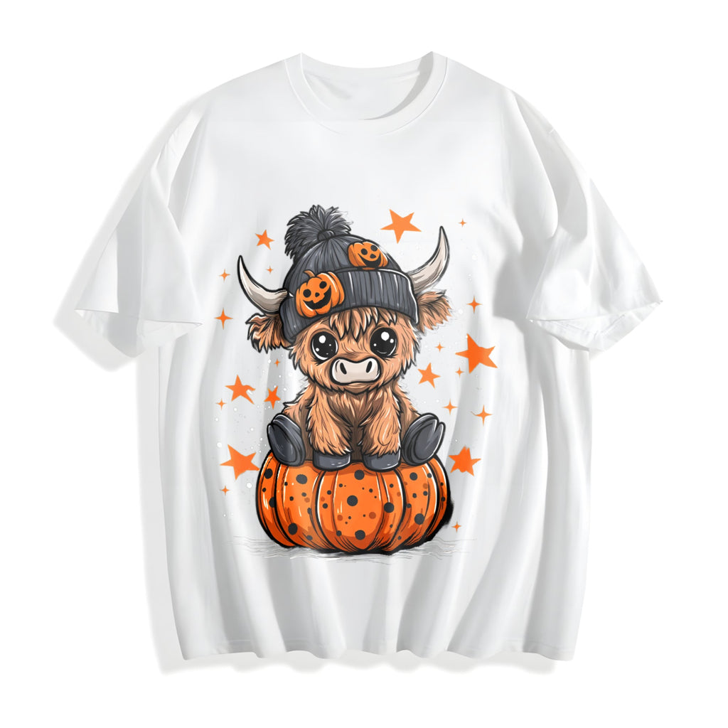 Funny Highland Cow Halloween Cotton T-Shirt product image 2
