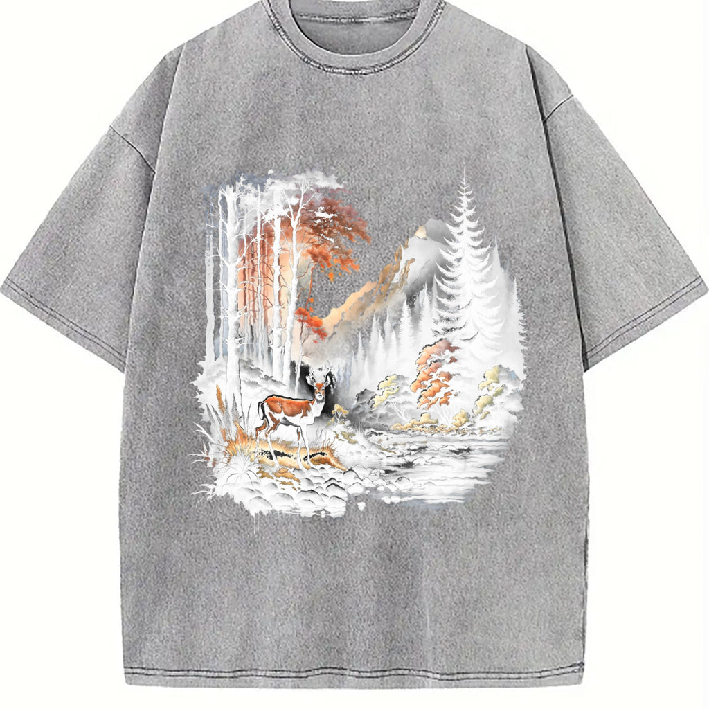 Deer Nature 90s Vintage Washed T-Shirt product image 5