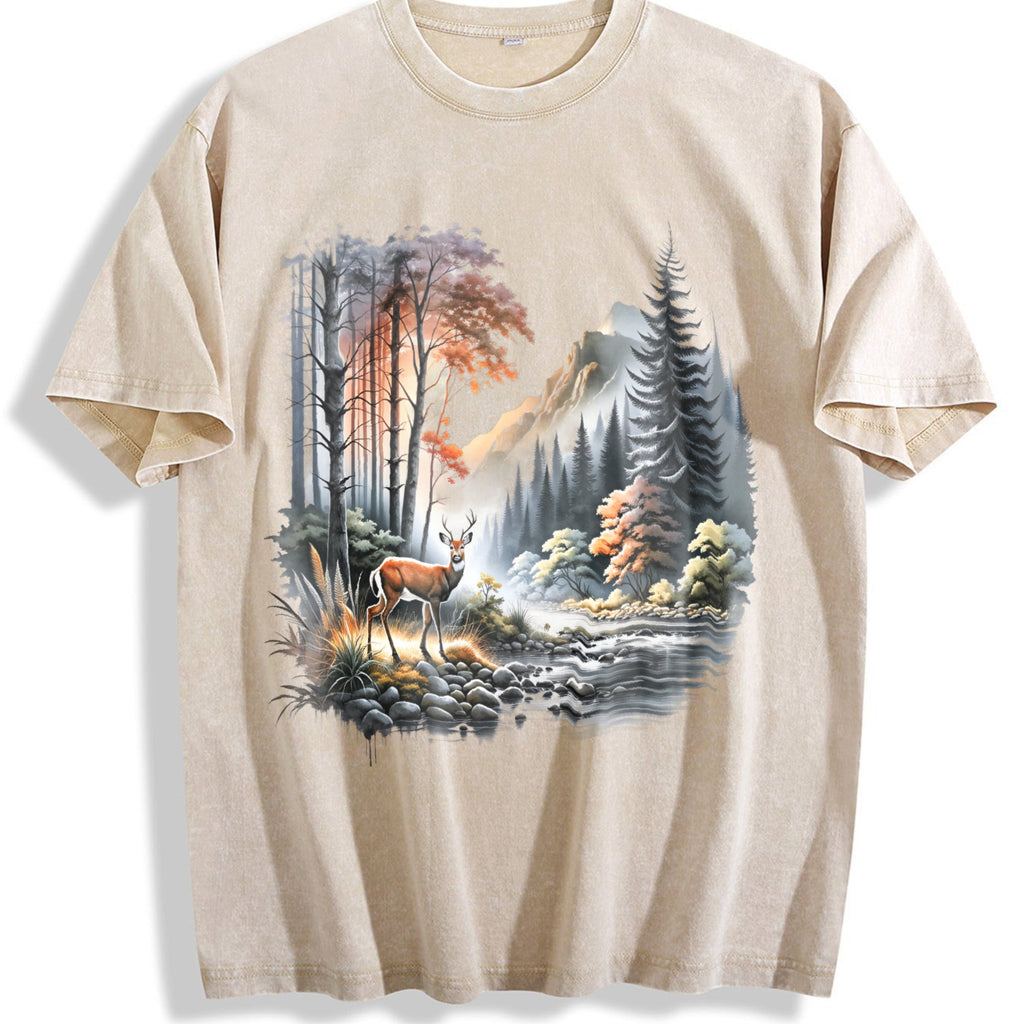 Deer Nature 90s Vintage Washed T-Shirt product image 1